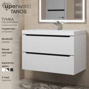 Тумба под раковину Uperwood Tanos 80 см, подвесная, белая/графит в Нытве - nytva.mebel24.online | фото 3