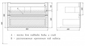 Тумба под раковину Uperwood Tanos 80 см, подвесная, белая/графит в Нытве - nytva.mebel24.online | фото 7