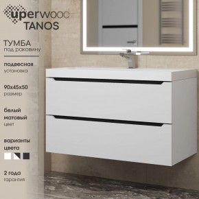 Тумба под раковину Uperwood Tanos 90 см, подвесная, белая/графит в Нытве - nytva.mebel24.online | фото 3