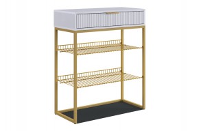 ВЕЛЬВЕТ Обувница (белое дерево/белый матовый/золото) в Нытве - nytva.mebel24.online | фото